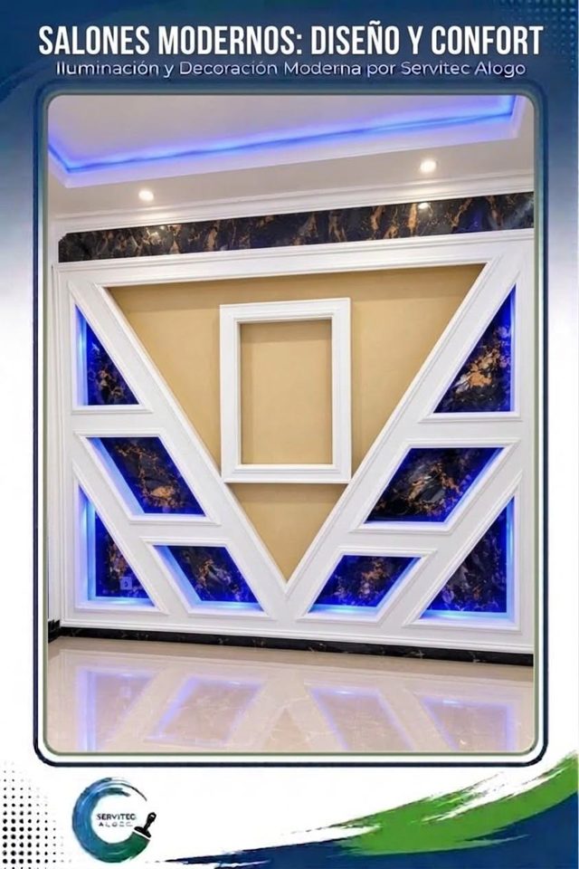 Salón con techo iluminado